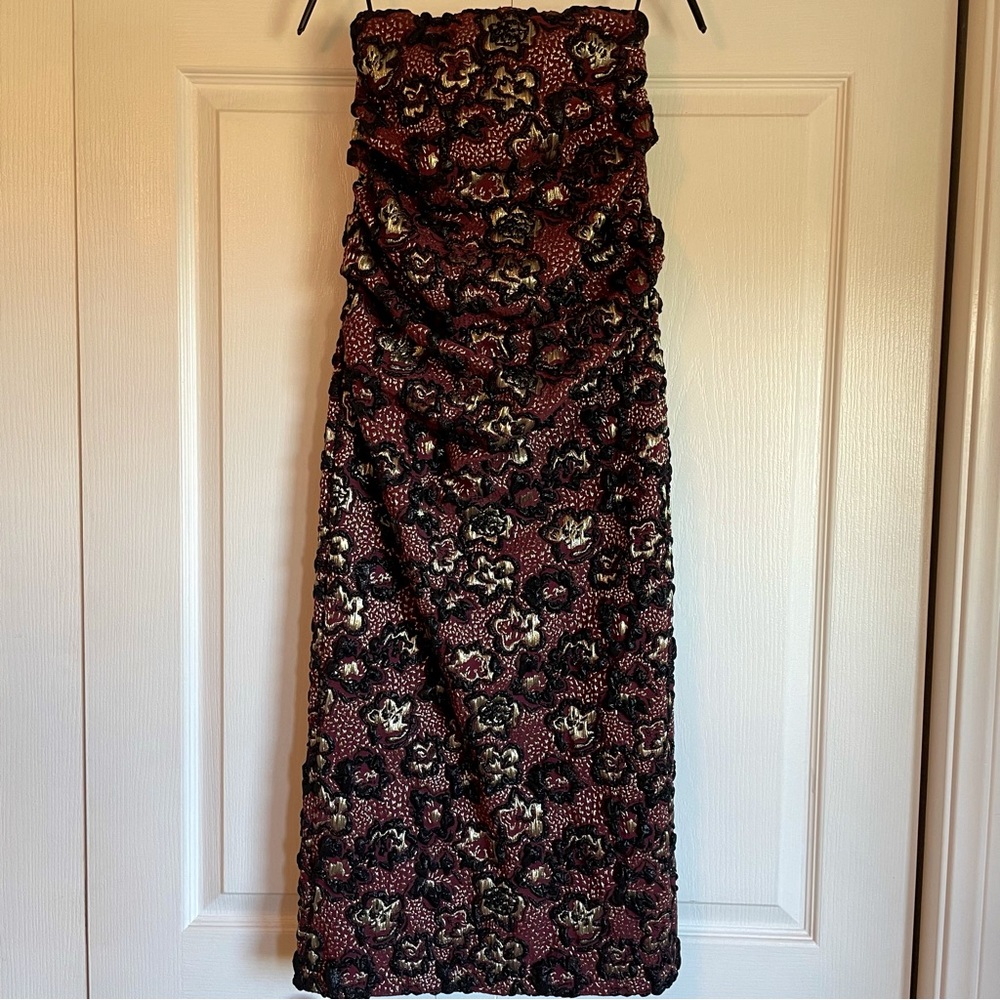 NWT MIU MIU Rare 2018 Runway Gonna Lurex Metallic Dress Bordeaux - EU38 (US8) - Picture 2 of 15